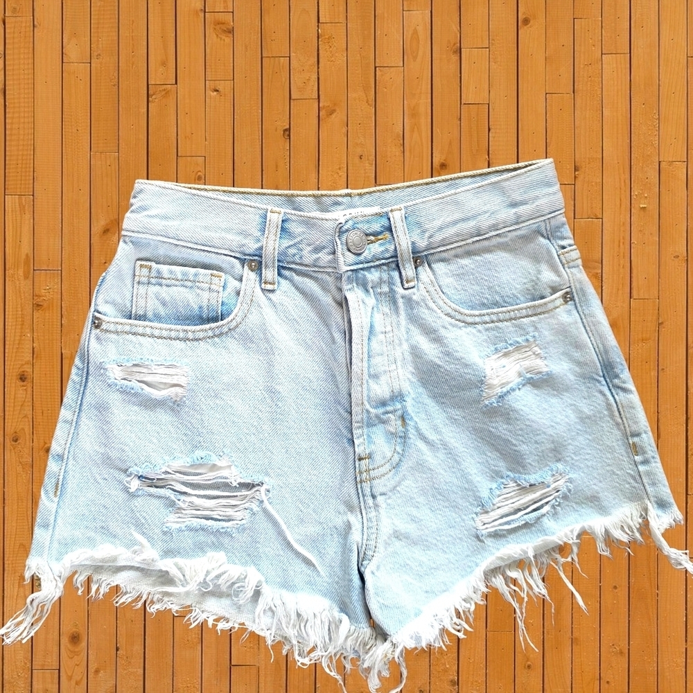 PacSun Distressed Light Blue Denim Shorts